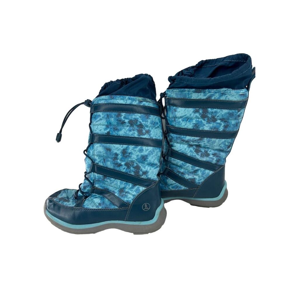 Lands' End Kids Snowflake Insulated Winter Boots Blue Size 3 Faux Fur Lining